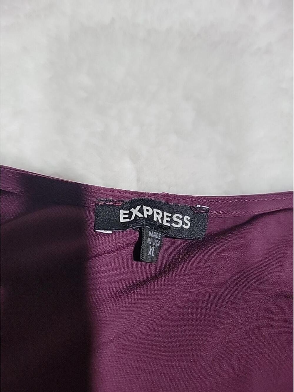 Express | Plum XL Draped Front Women's Top Blouse #C - Picture 9 of 11